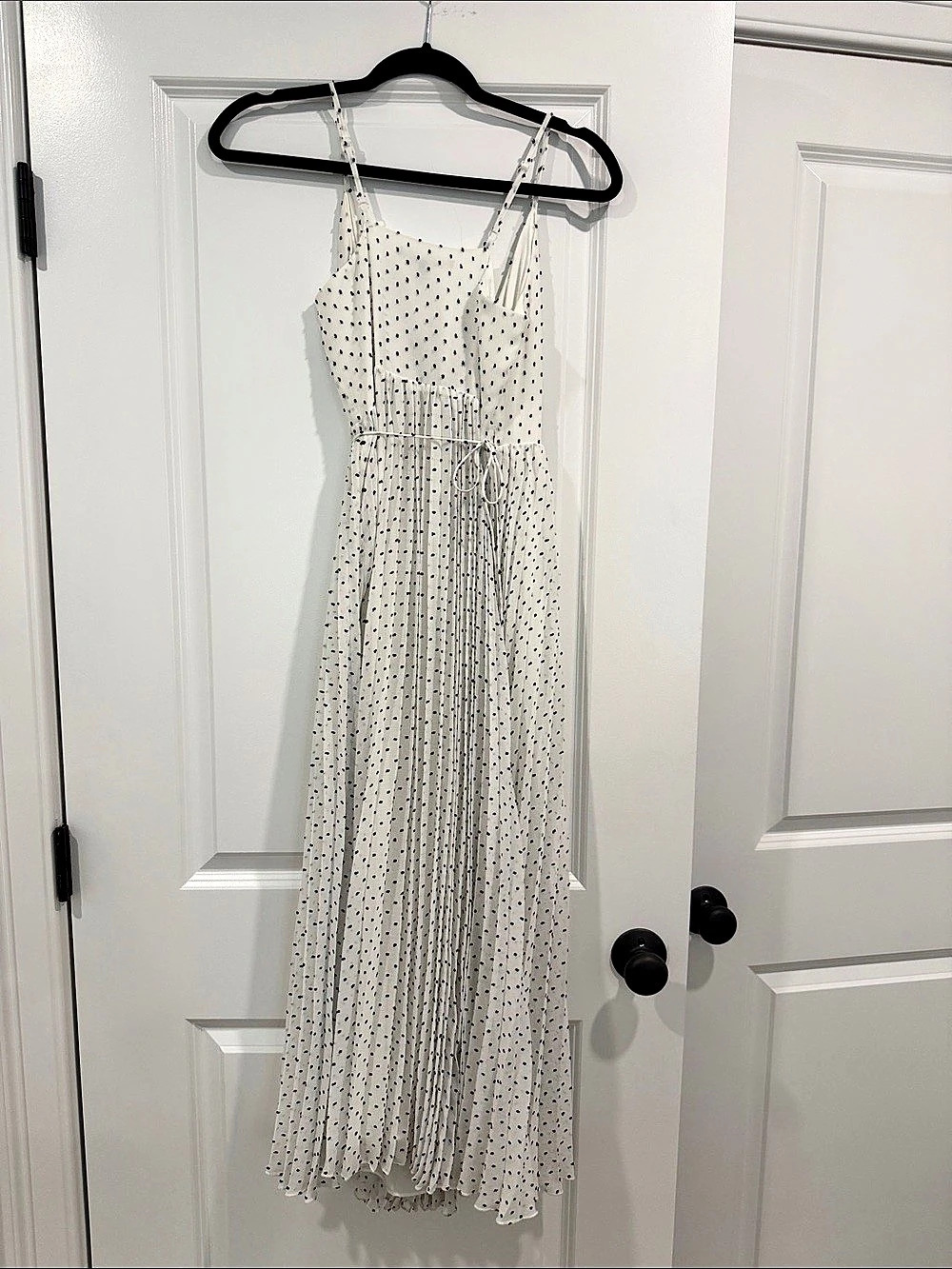 daniel rainn Marilyn Polka Dot Pleated Maxi Wrap Dress White & Black XS P